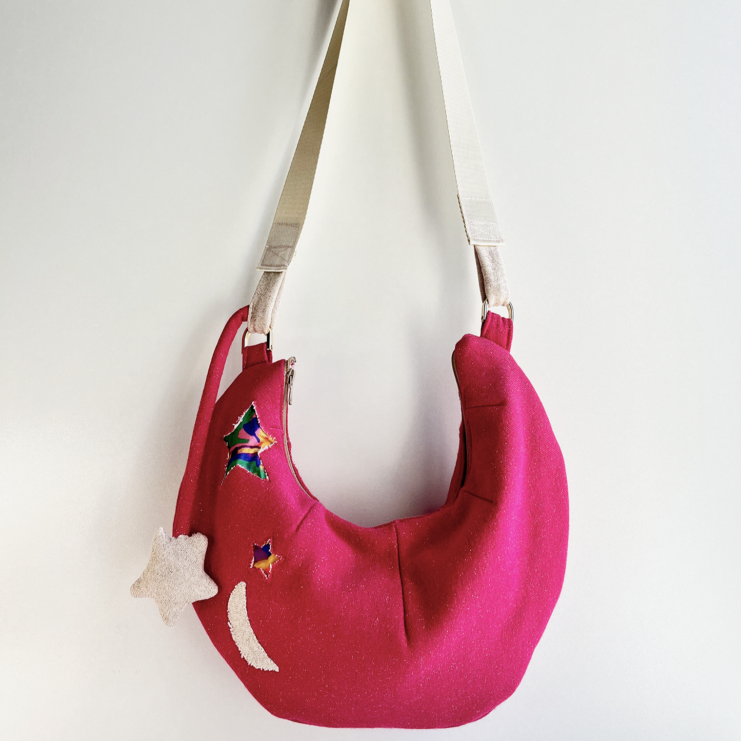 Sac bandoulière rose lune