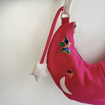 Sac bandoulière rose lune